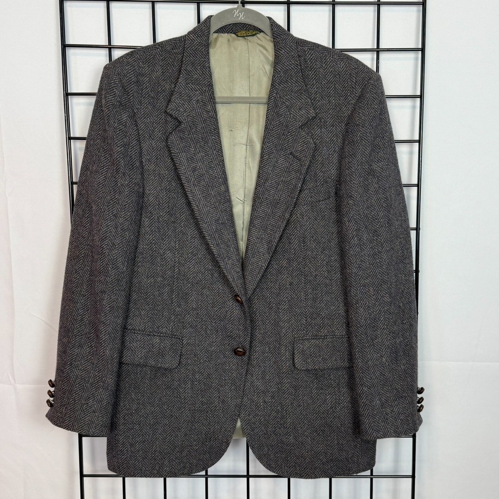Nino Cerruti Rue Royal Sport Coat Blazer Jacket Mens 40R Gray Herringbone Wool